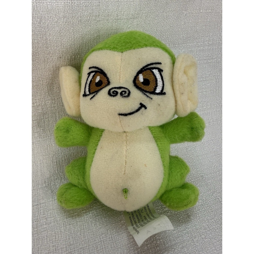Neopets BRIGHT GREEN MYNCI CLIP KEYCHAIN 4" Plush STUFFED ANIMAL McDonald's